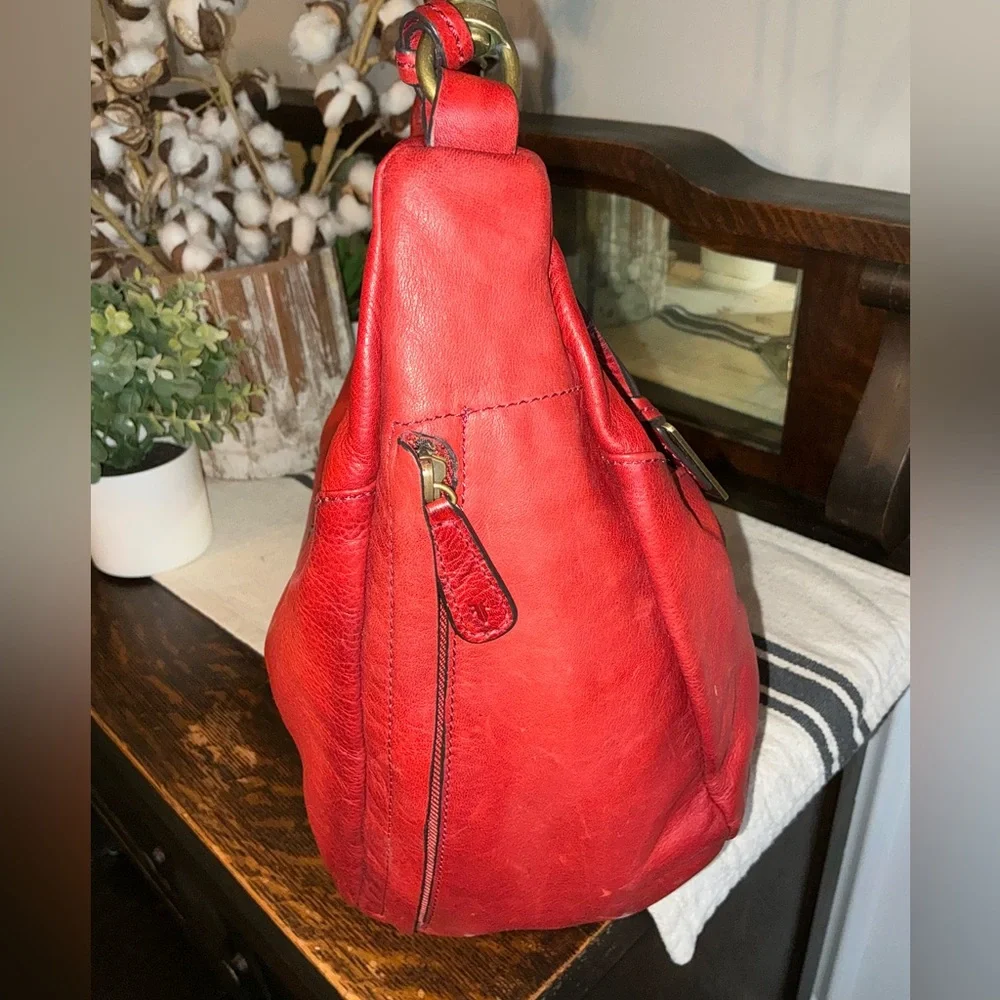 NWOT Frye Jenny Leather Slouch Hobo Shoulder Bag Burnt Red Hangtag Retail $428 - Picture 4 of 14